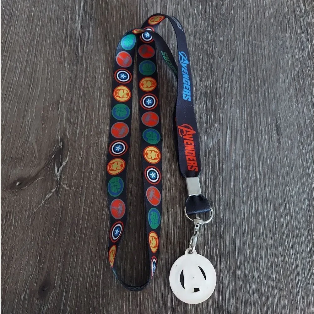 Marvel Avengers Lanyard 4- Avenger Icons Black Multi Color